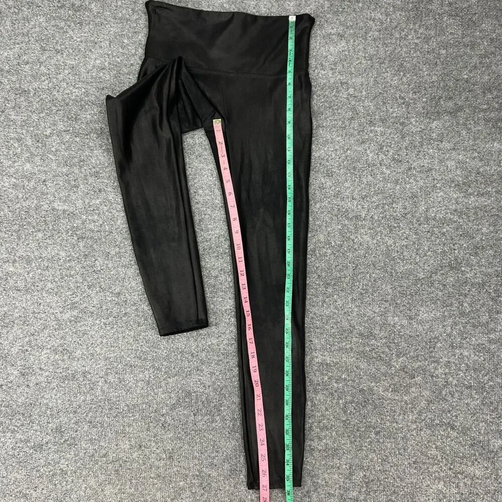Spanx Leggings Womens L Large Black Faux Leather High Rise Stretch Pull On Yoga